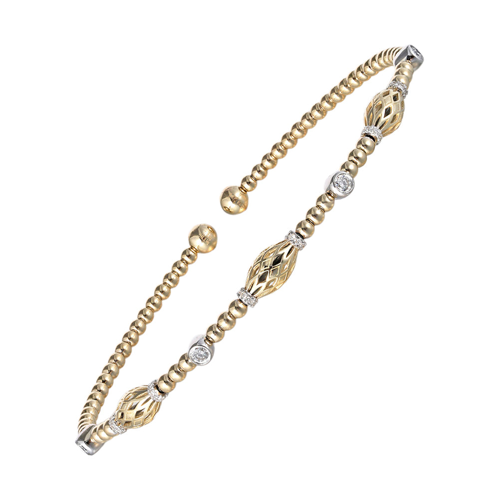 14Kt White Yellow Gold Diamond 1/5Ctw Bangle