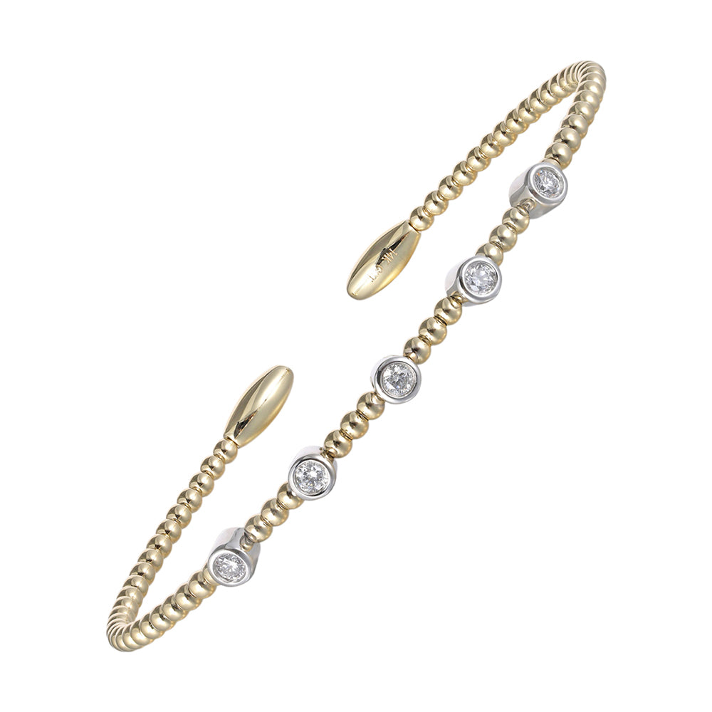 14Kt White Yellow Gold Diamond 1/4Ctw Bangle