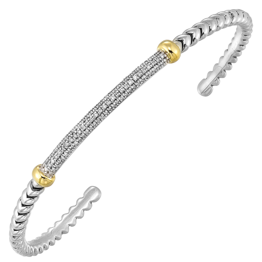 Gold Silver White Yellow Diamond 1/4Ctw Bangle