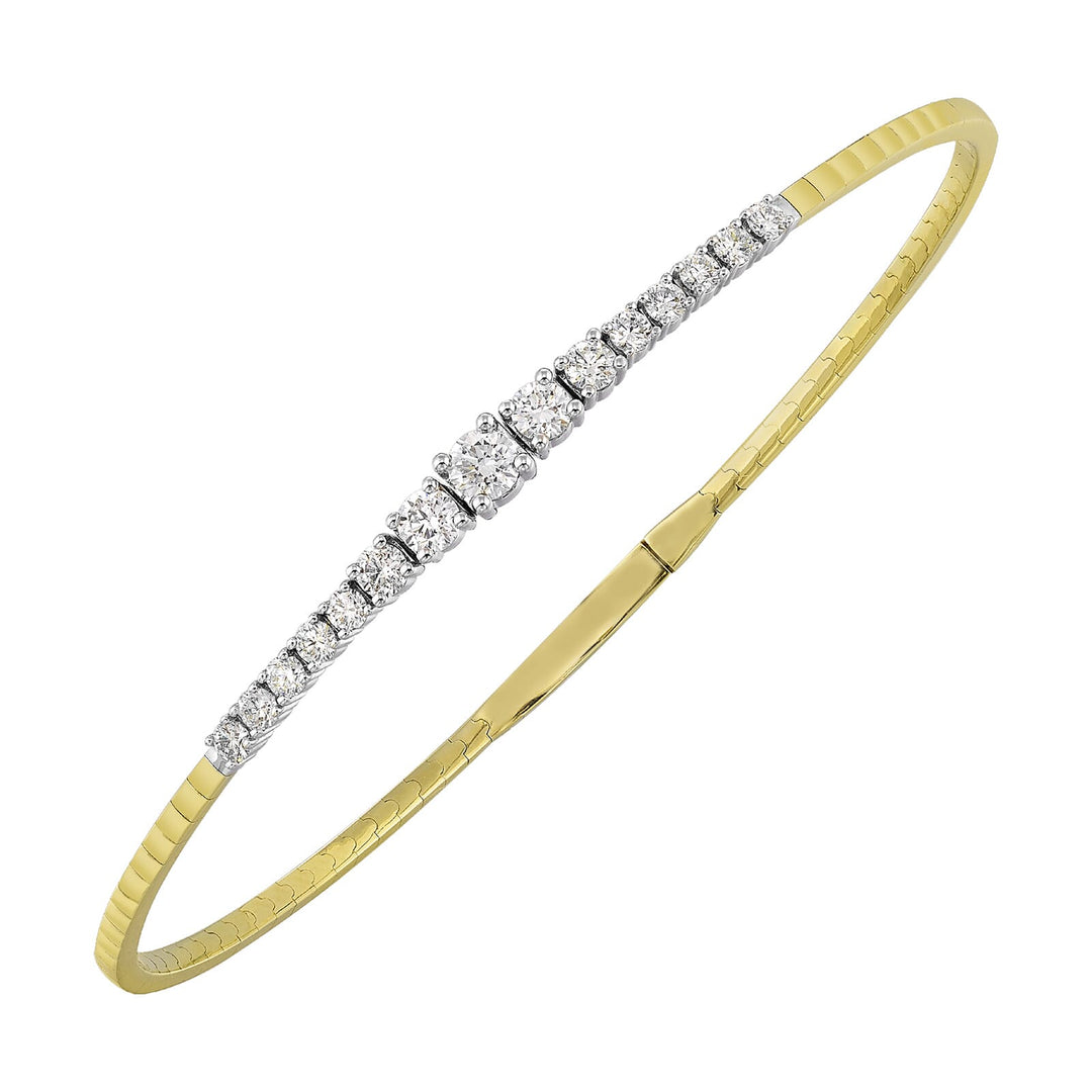 14Kt White Yellow Gold Diamond 1Ctw Bangle