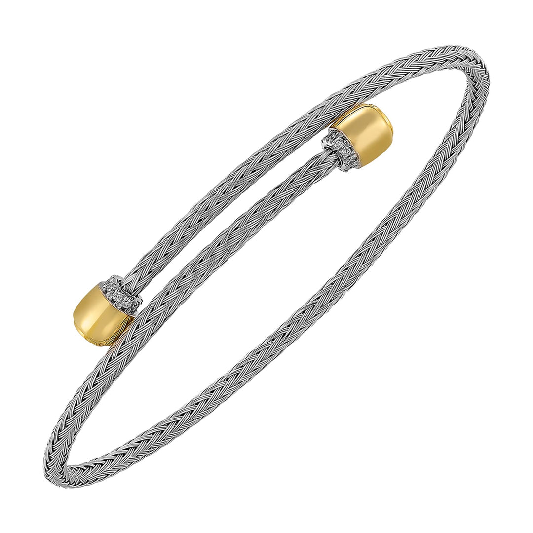 Gold Silver White Yellow Diamond 1/10Ctw Bangle