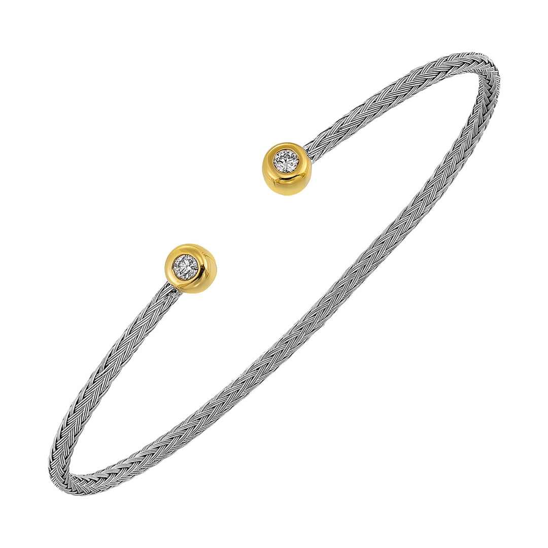 Gold Silver White Yellow Diamond 1/6Ctw Bangle