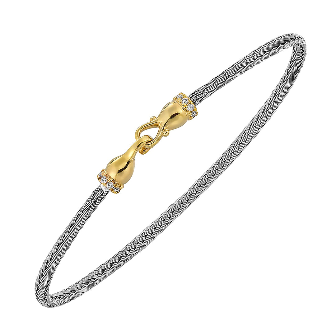 Gold Silver White Yellow Diamond 1/7Ctw Bangle