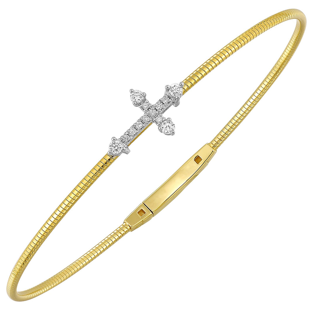 14Kt White Yellow Gold Diamond 1/6Ctw Bangle