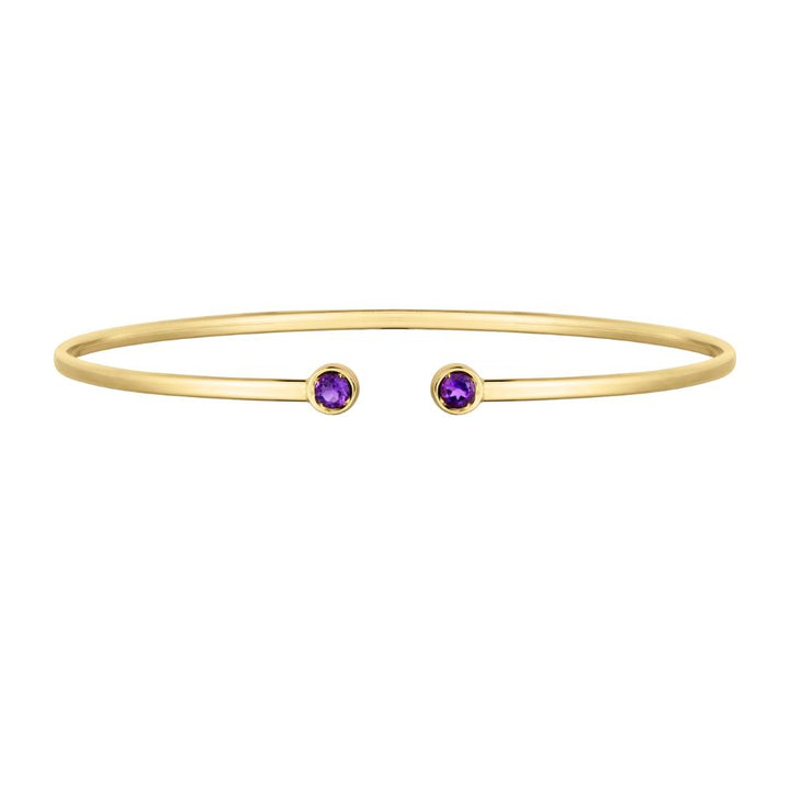 14K Amethyst Open Cuff Bangle