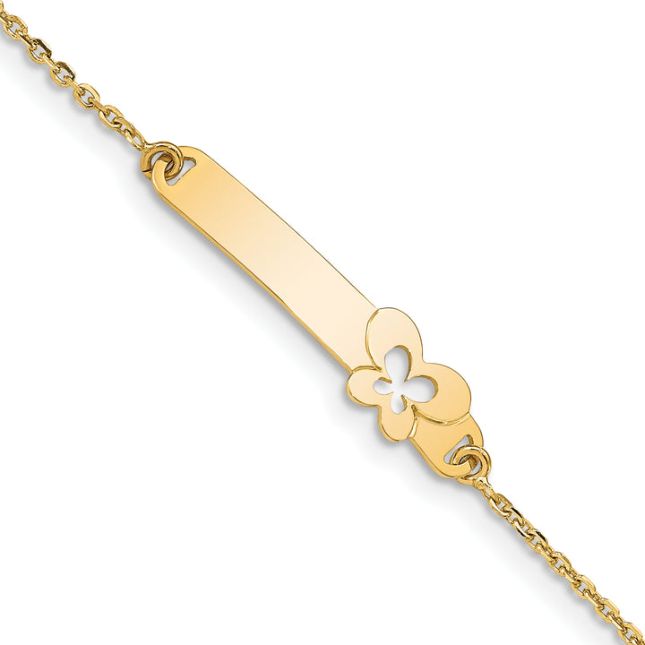 14K Childrens Polished Butterfly w/1in ext.  ID Bracelet