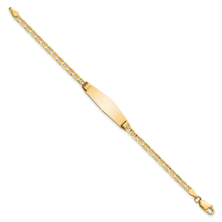 14k Childrens Soft Diamond Shape Anchor Link ID Bracelet