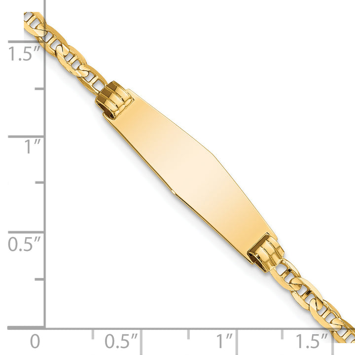 14k Childrens Soft Diamond Shape Anchor Link ID Bracelet