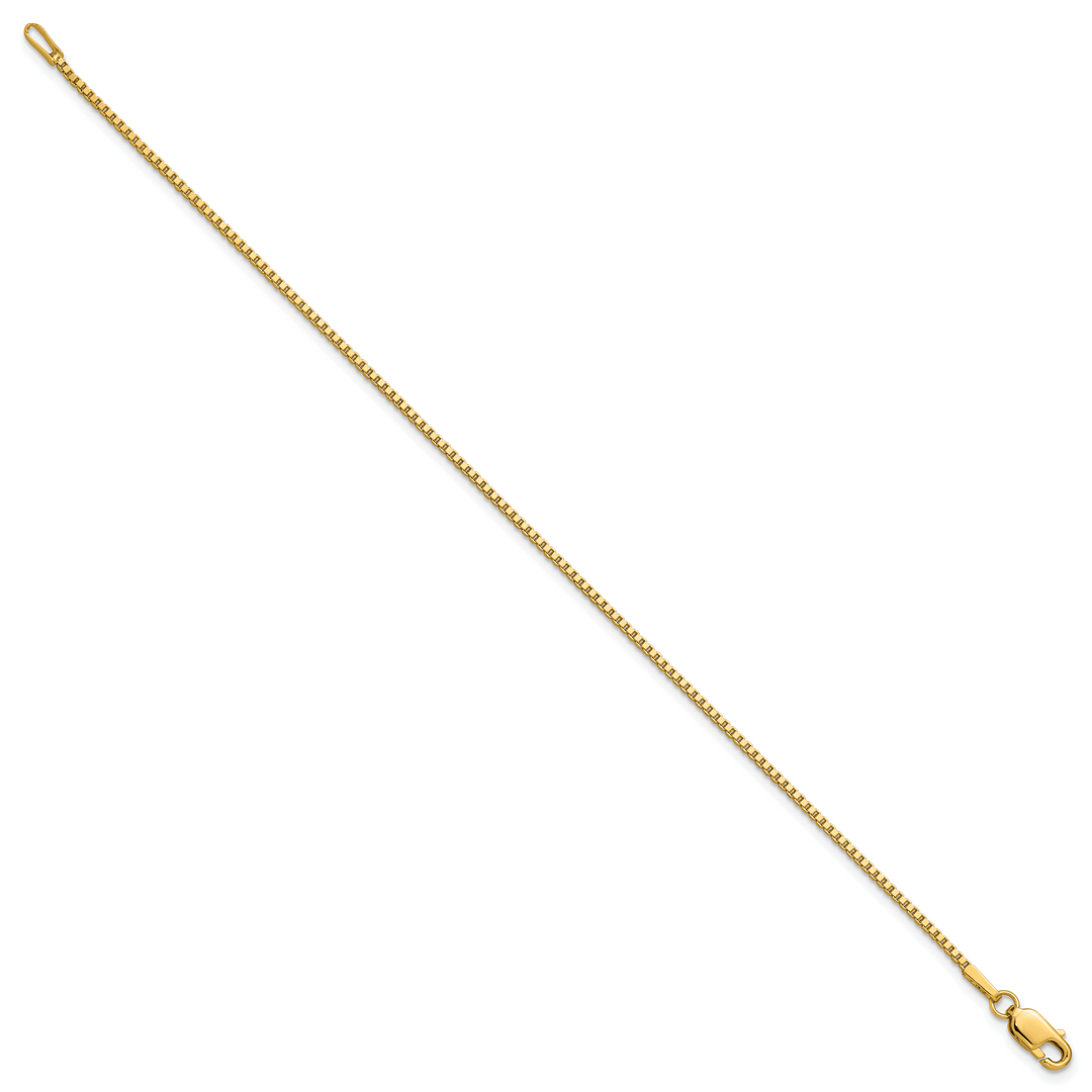 14k 1.3mm Box Chain Anklet