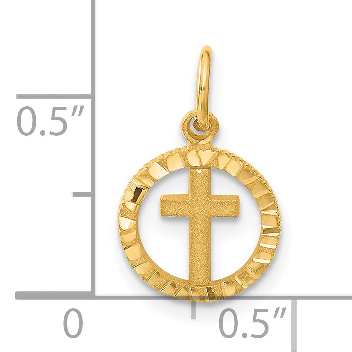 14K Eternal Life Cross in Circle Charm