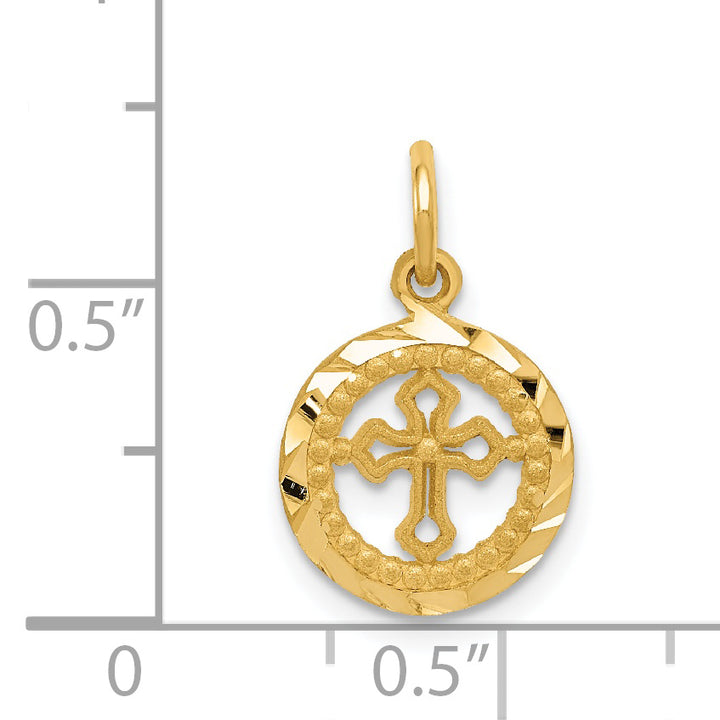 14K Eternal Life Cross in Circle Charm