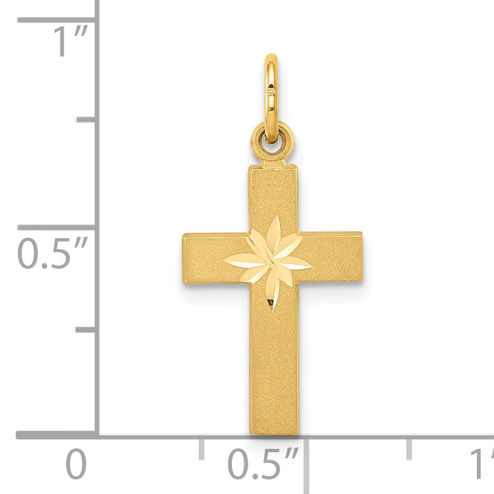 14k Small Diamond-cut Cross Pendant