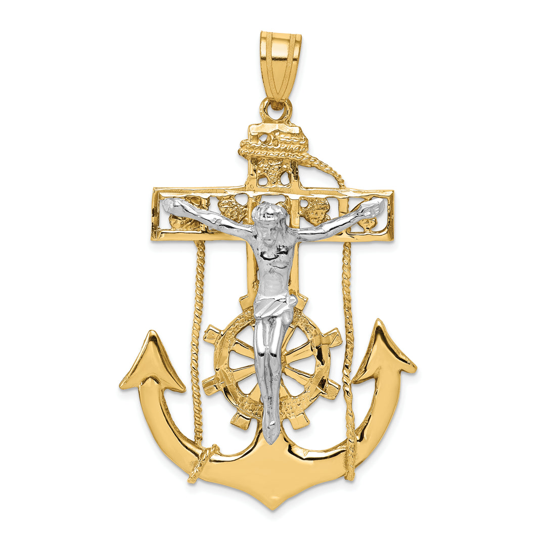 14k Two-tone Mariners Crucifix Pendant