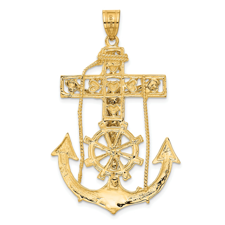 14k Two-tone Mariners Crucifix Pendant