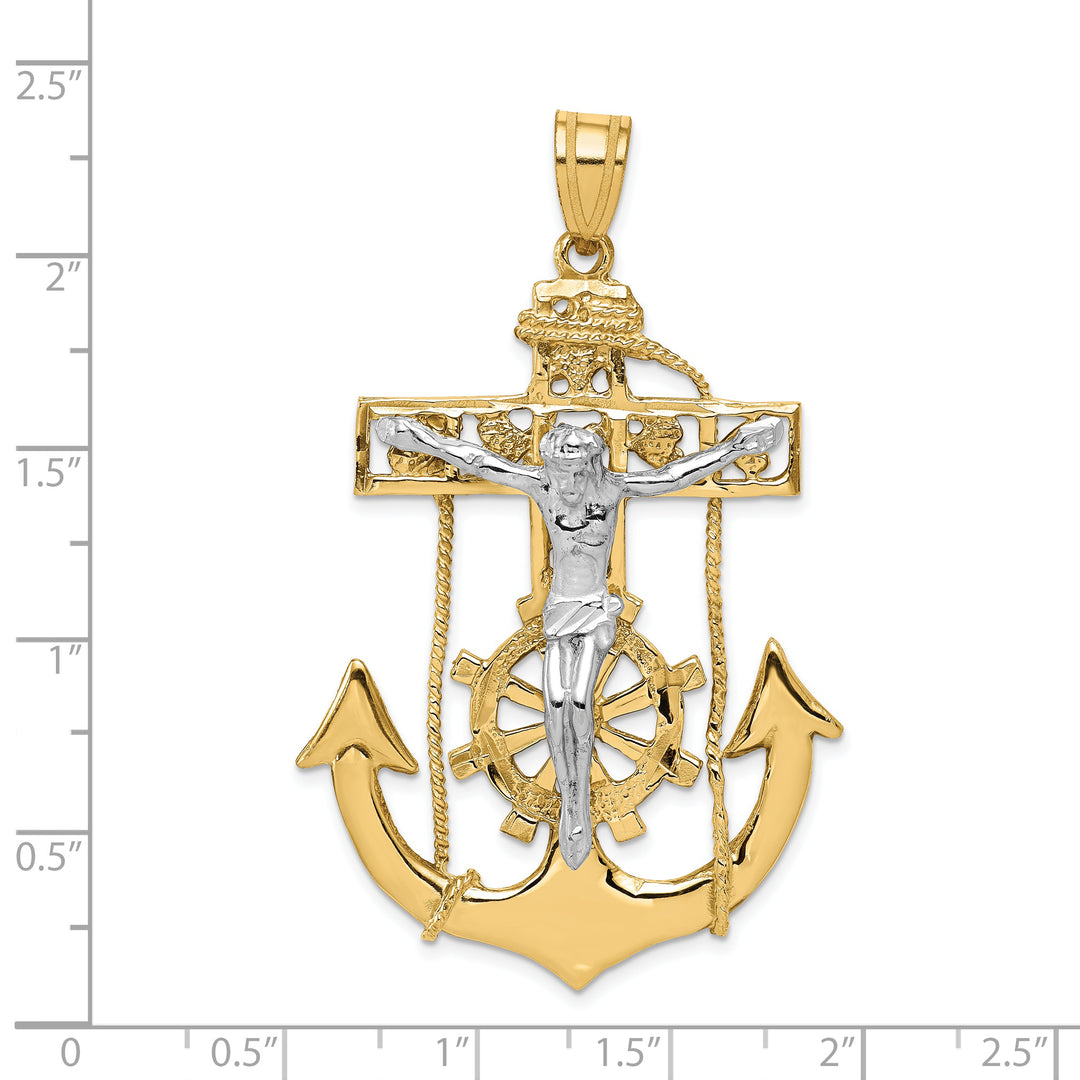 14k Two-tone Mariners Crucifix Pendant