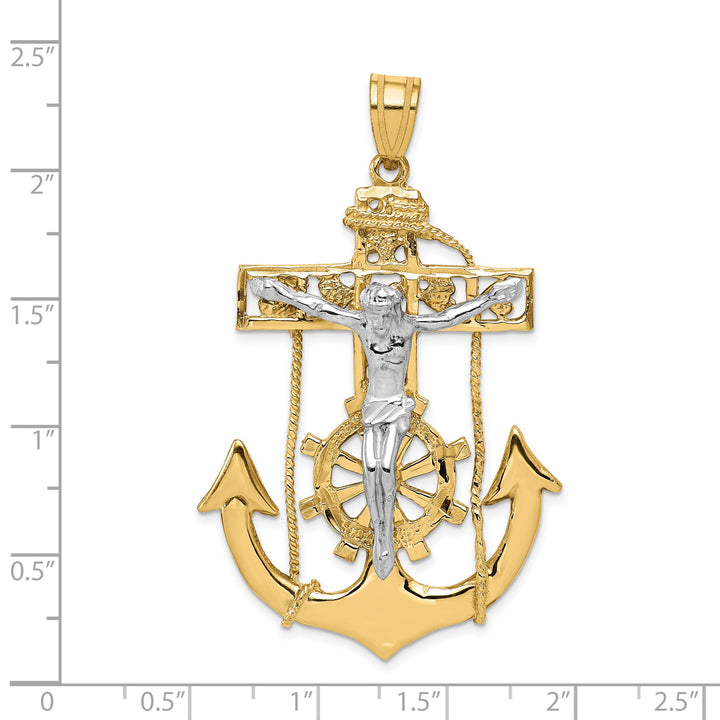 14k Two-tone Mariners Crucifix Pendant