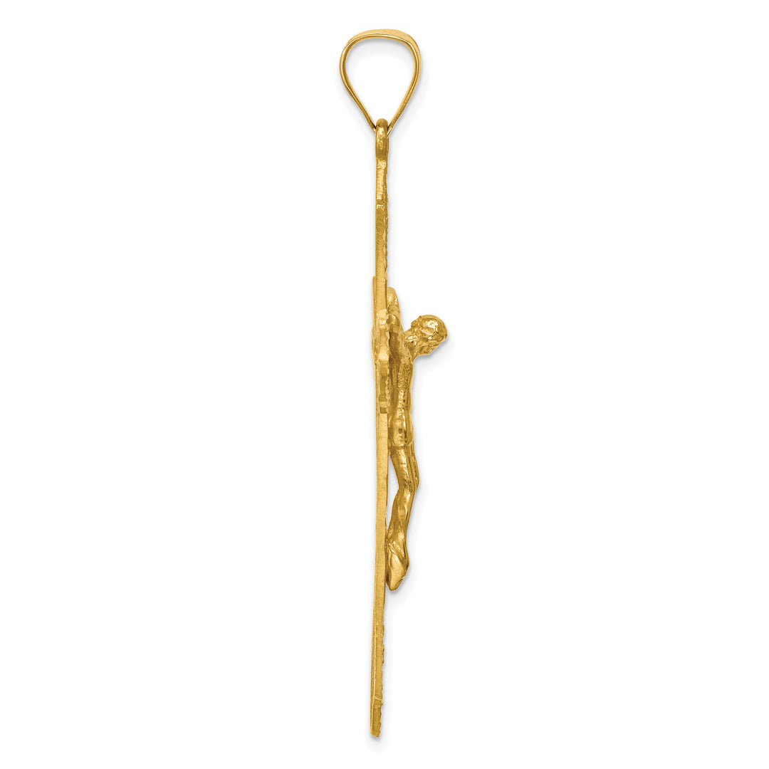 14K Satin Diamond-Cut Crucifix Pendant