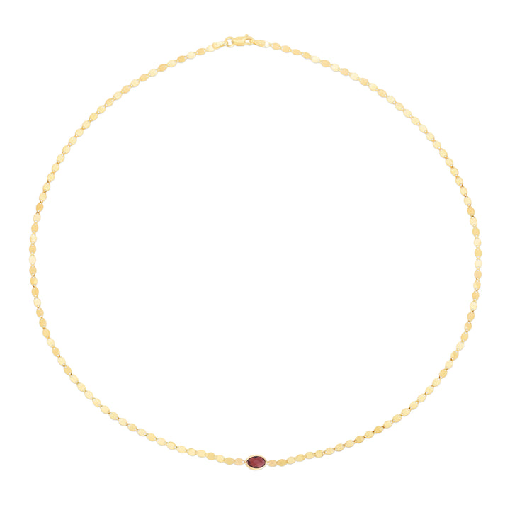 14K Garnet Mirrored Chain Neklace