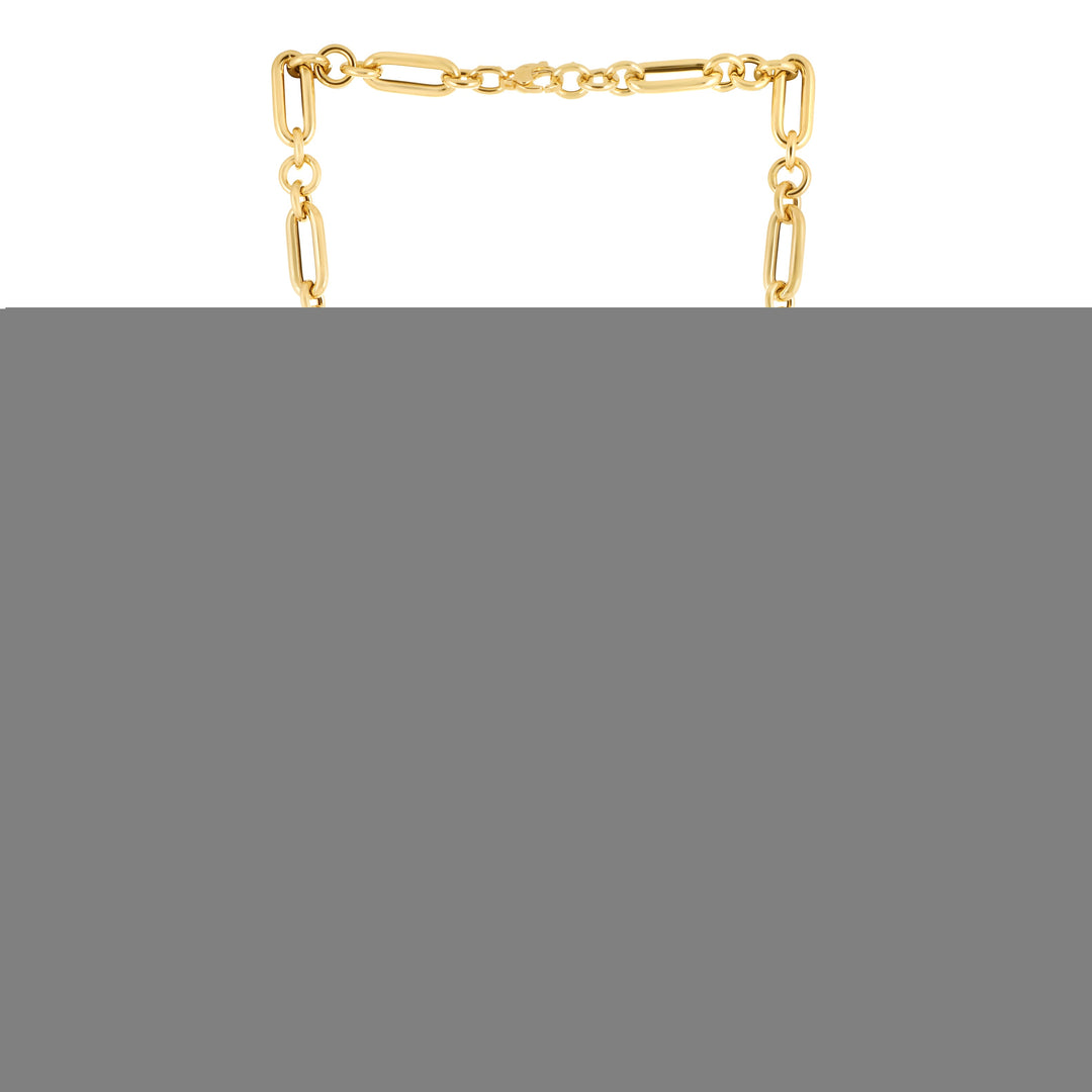 14K Gold Alternating Paperclip Round Links Chain