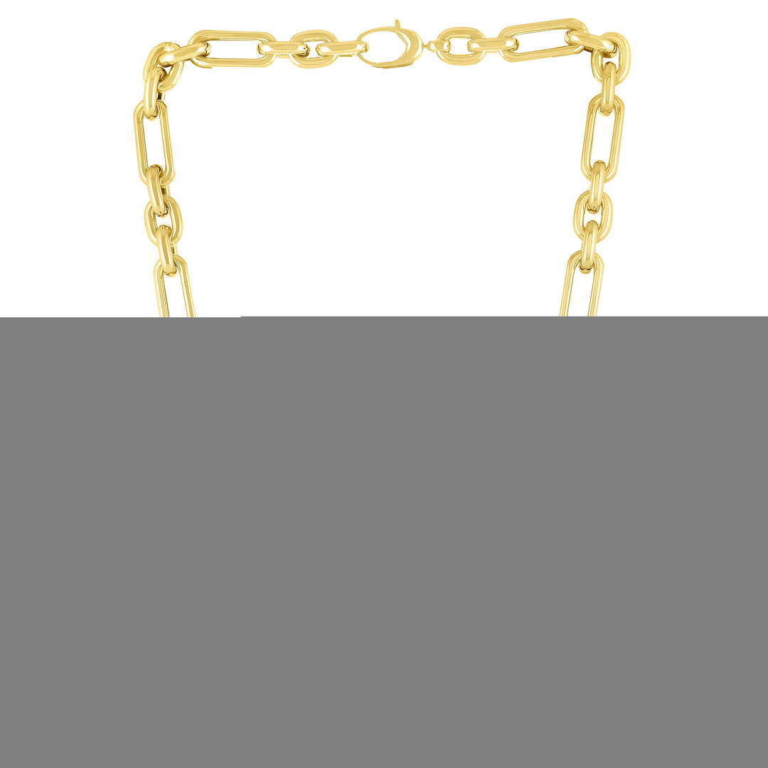14K Gold Alternating Paperclip Oval Links Chain