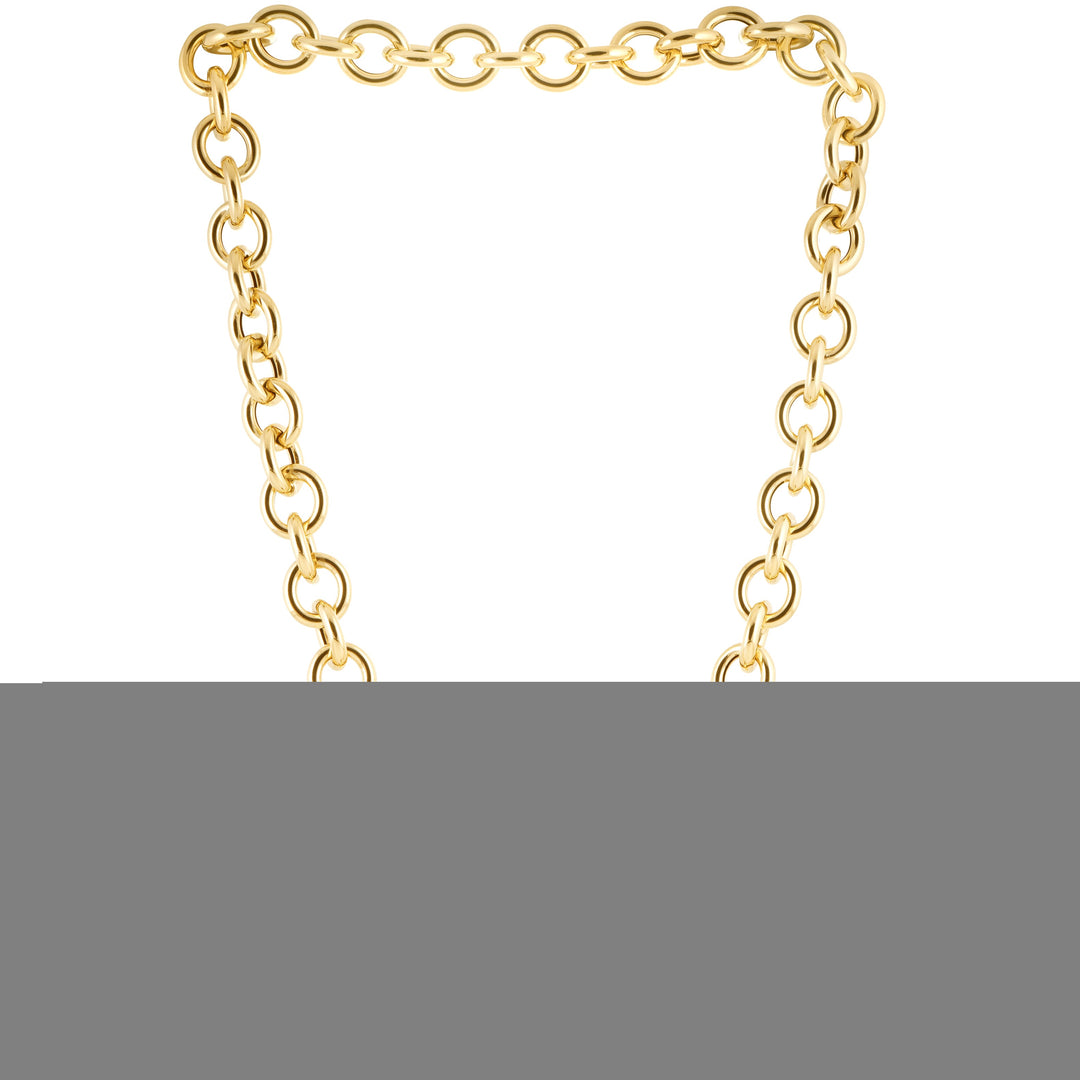 14K Gold Round Link Push Clasp Chain