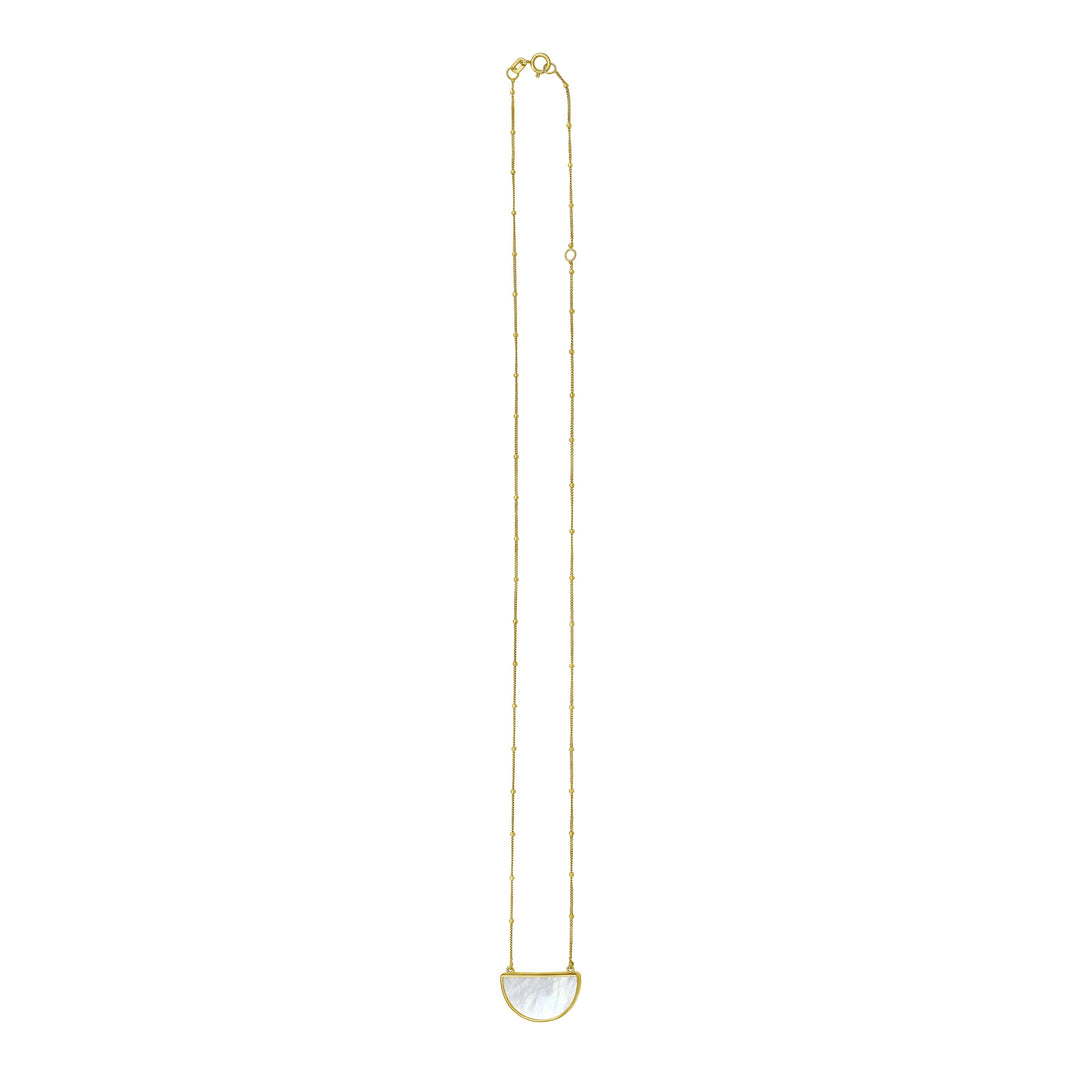 14K MOP Geometric Half Moon Necklace