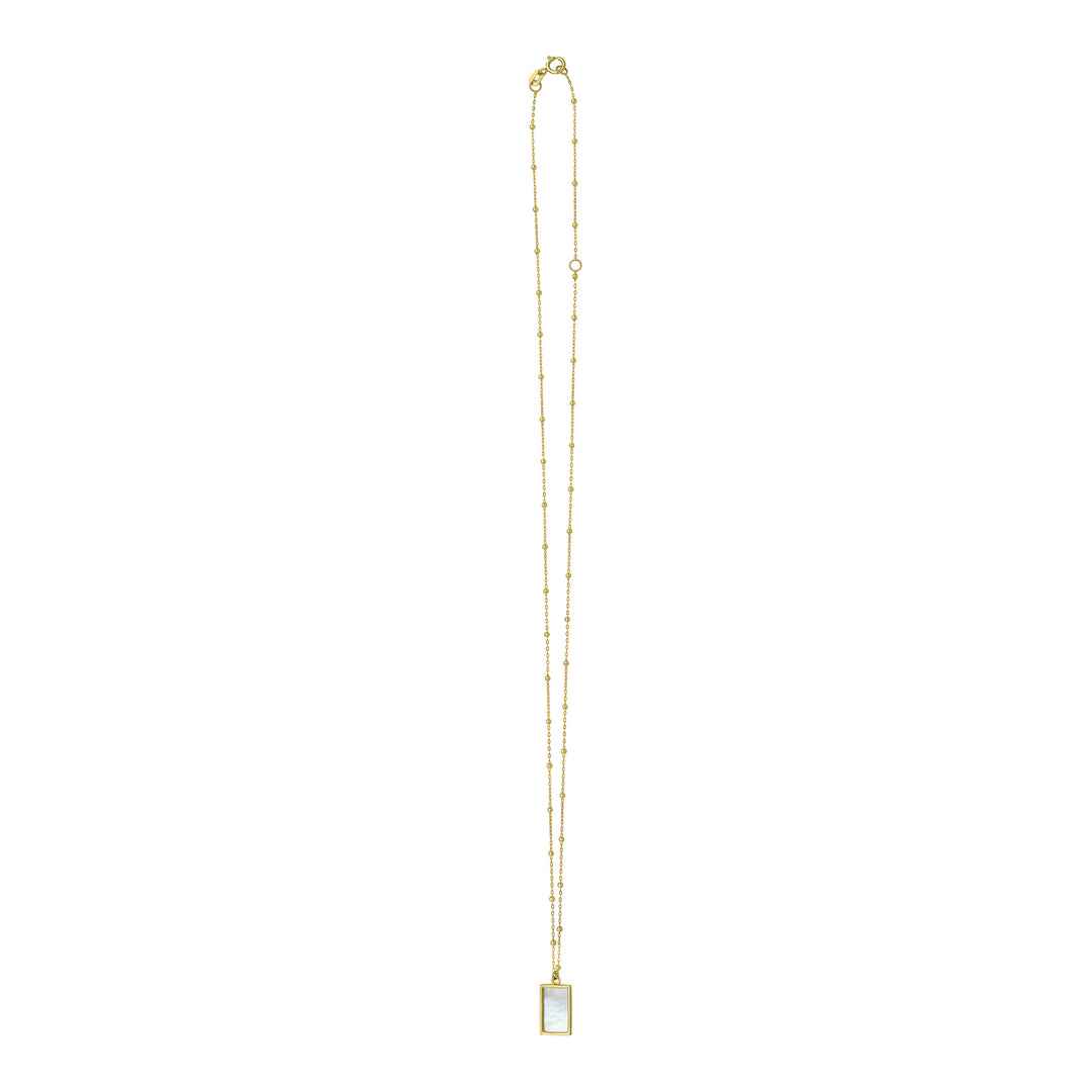 14K MOP Geometric Gem Rectangle Necklace