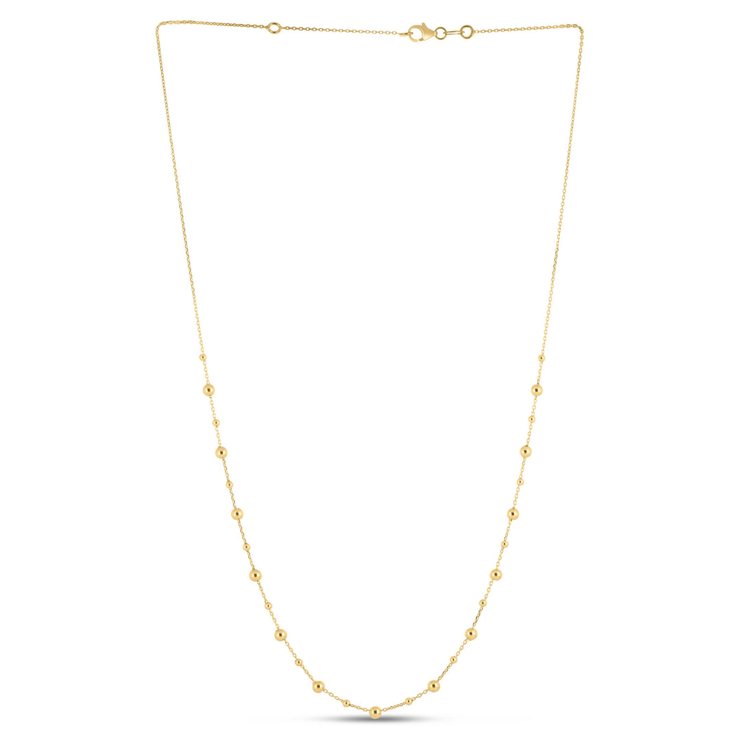 14K Gold Bead Station Necklace