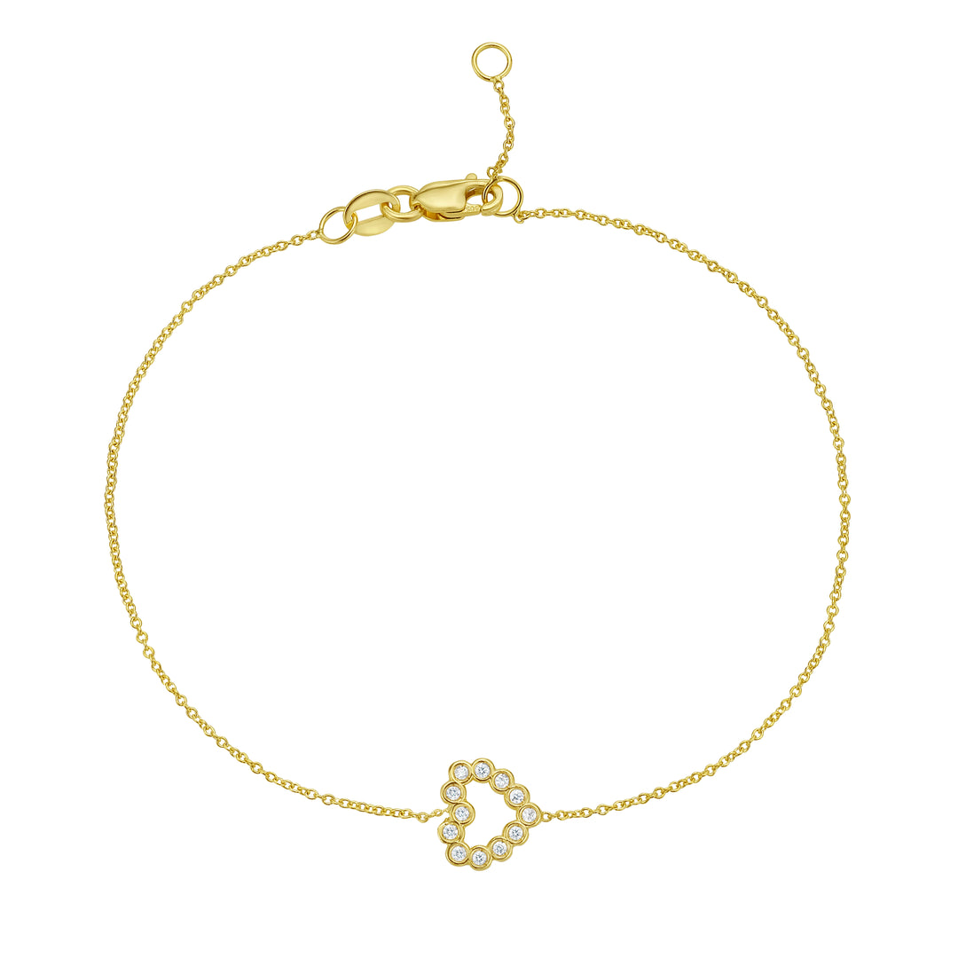 14K Petite Diamond Heart Bracelet