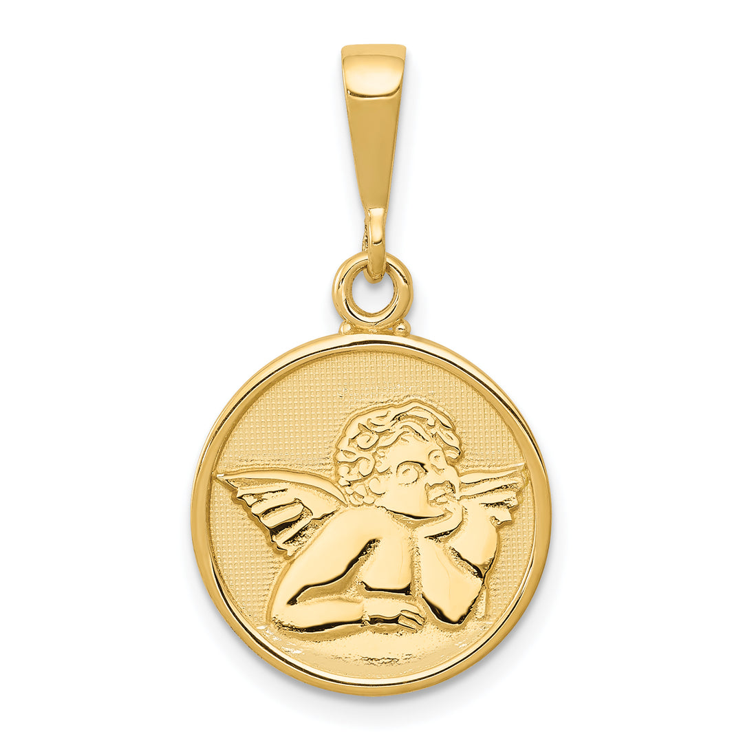 14K Polished and Satin Raphael Angel Pendant