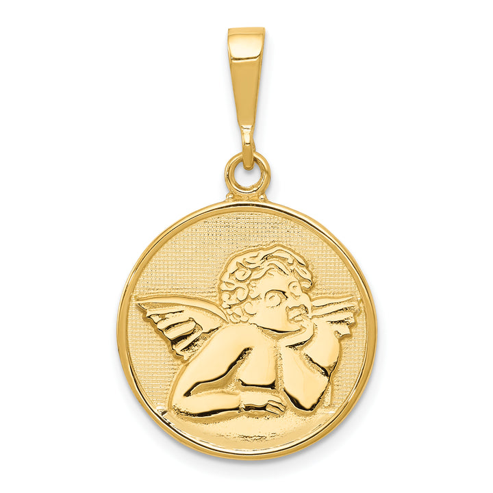 14K Polished and Satin Angel Pendant