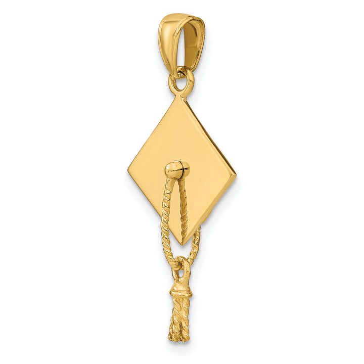14k Solid Polished 3-D Graduation Cap Pendant