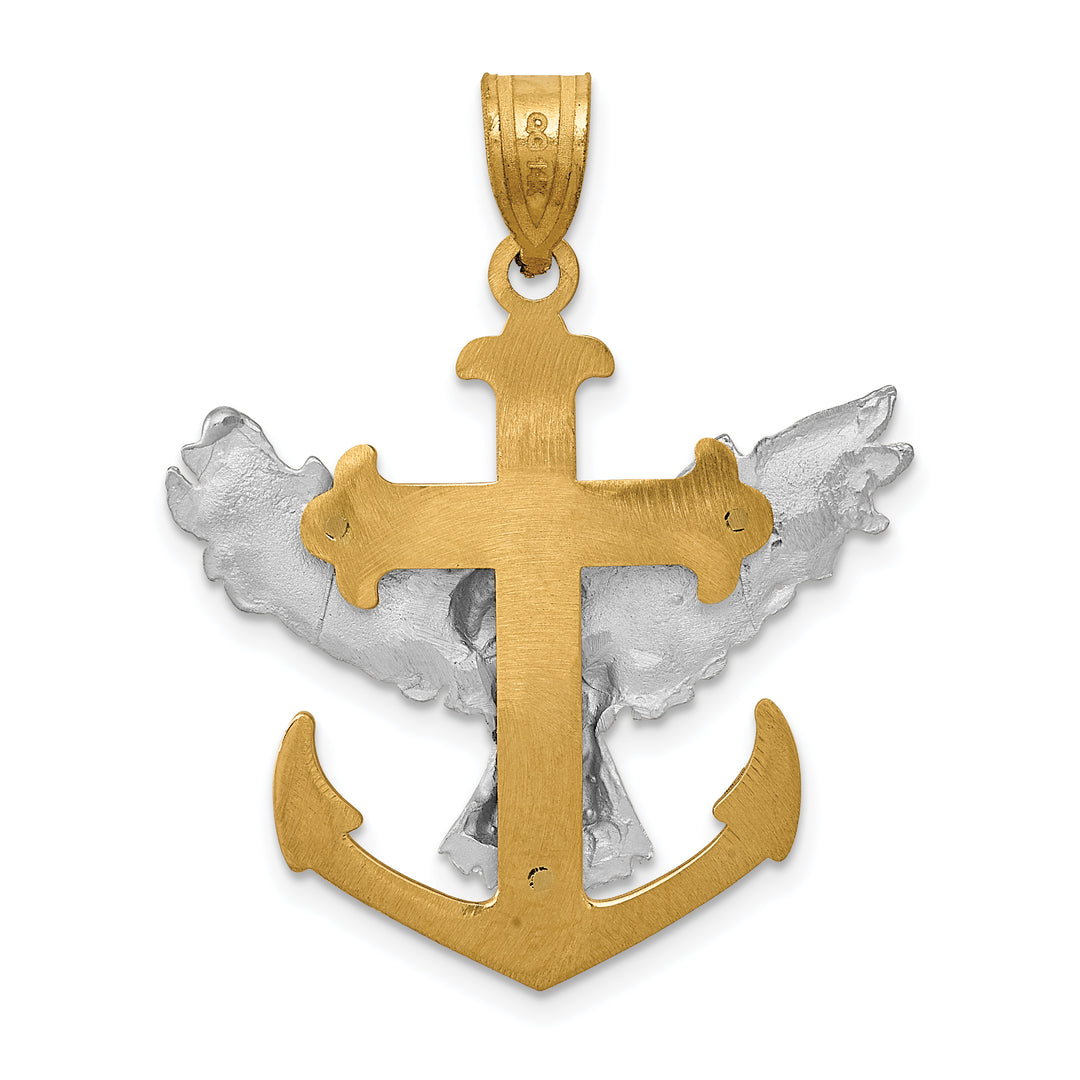14k Two-tone Mariners Cross w/Eagle Pendant