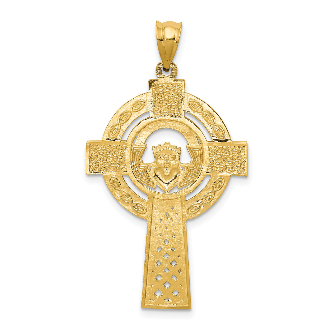 14k Celtic Claddagh Cross Pendant