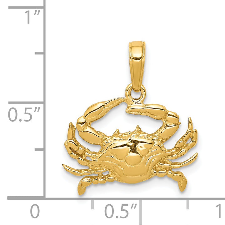 14k Blue Crab Pendant