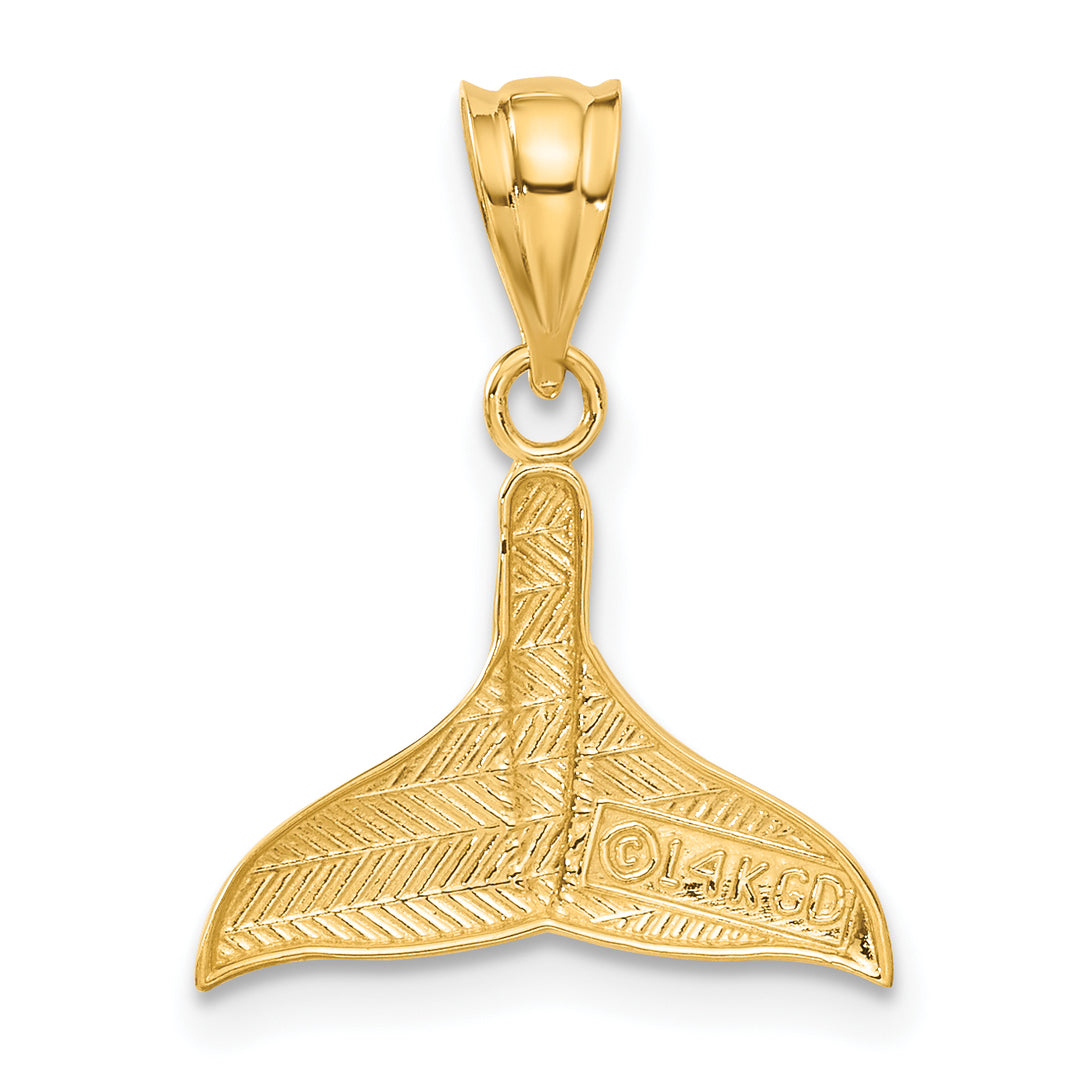 14k Solid Polished Open-Backed Whale Tail Pendant