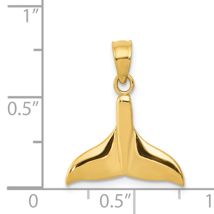 14k Solid Polished Open-Backed Whale Tail Pendant