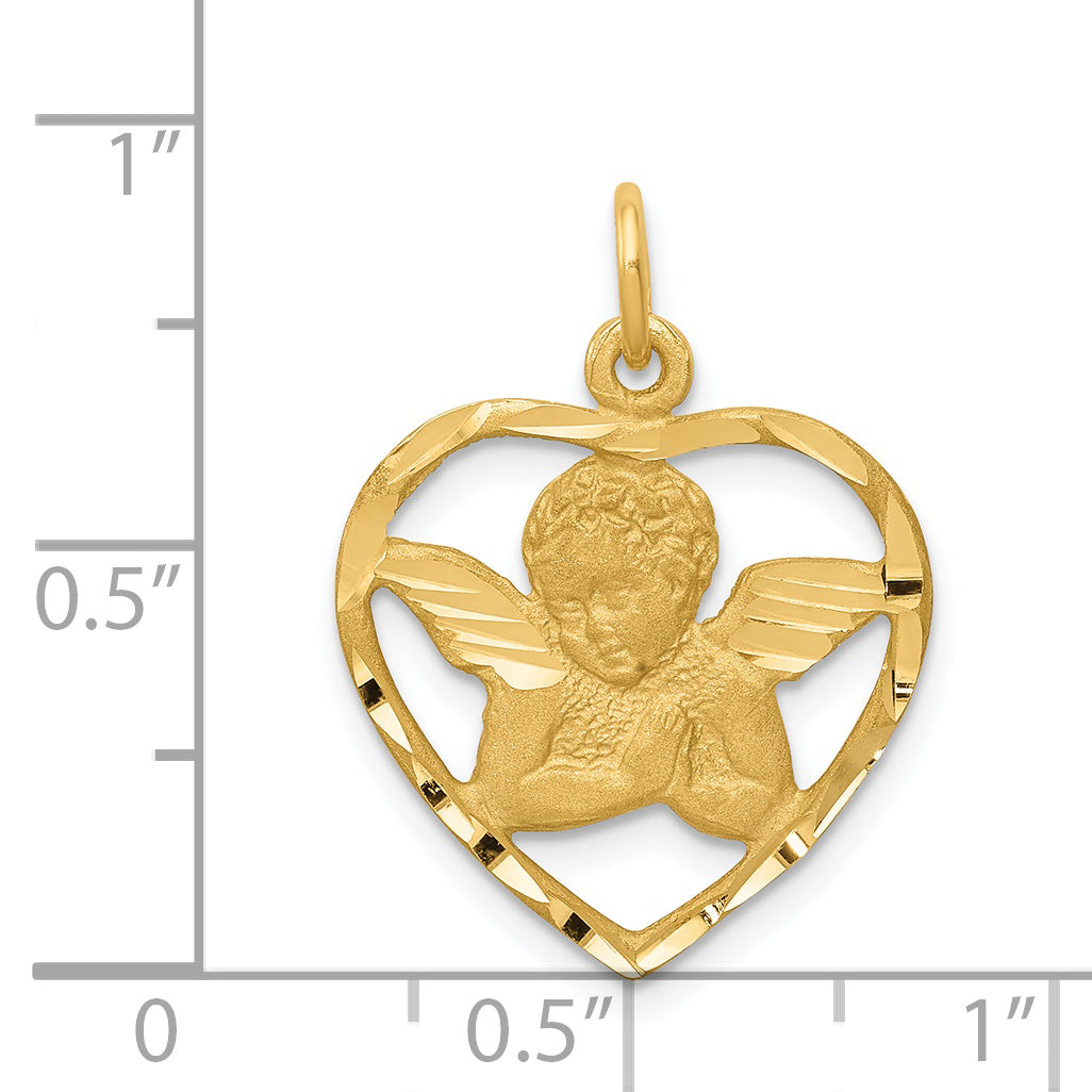 14k Angel in Heart Charm