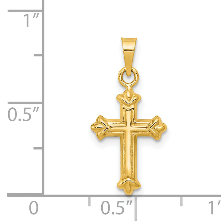 14k Fleur de Lis Hollow Cross Charm