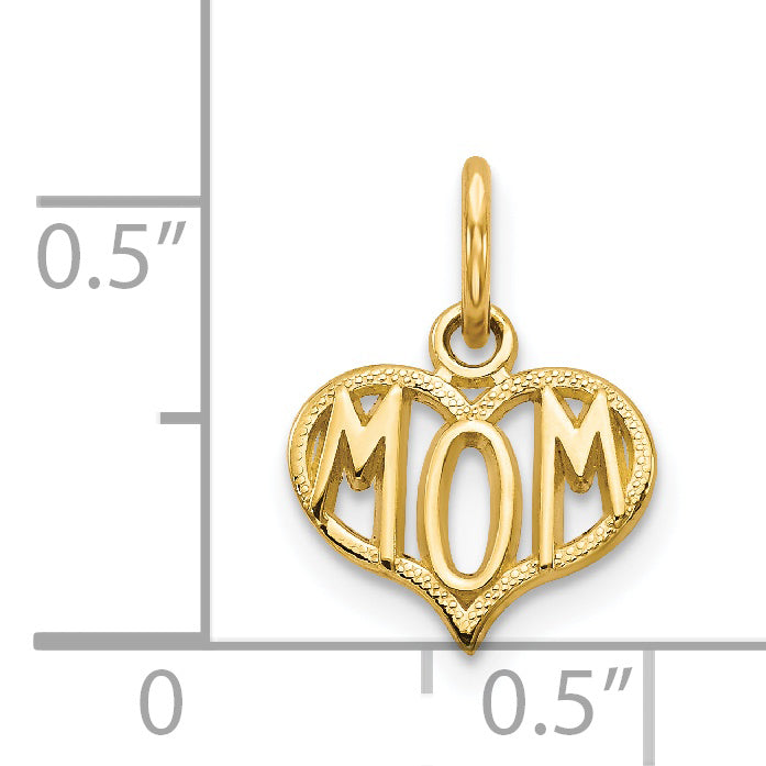 14k MOM Heart Charm