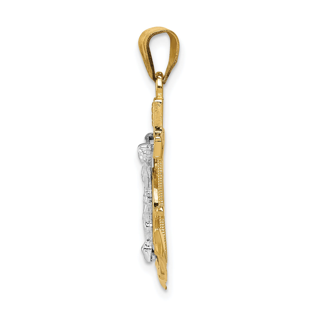 14k Two-tone Diamond-cut Mariners Crucifix Pendant