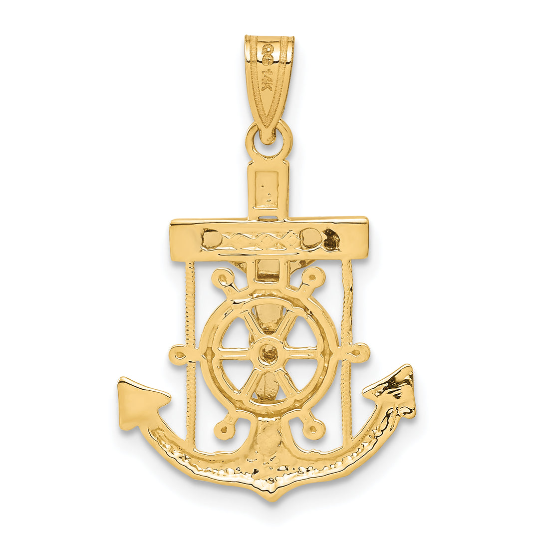 14k Two-tone Diamond-cut Mariners Crucifix Pendant