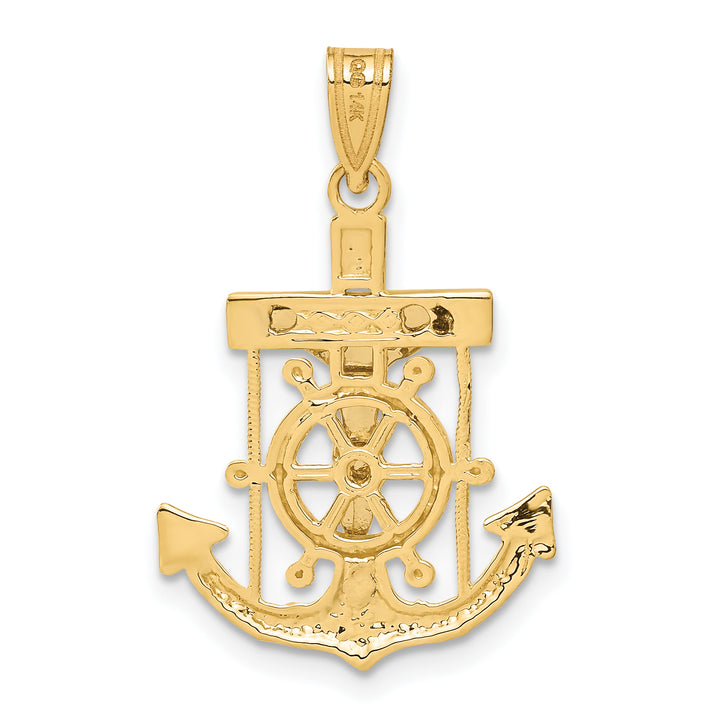 14k Two-tone Diamond-cut Mariners Crucifix Pendant