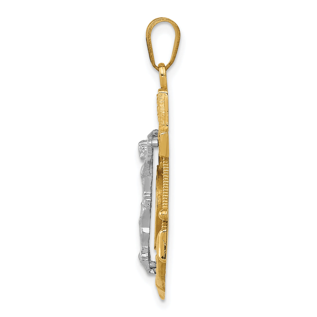 14k Two-tone Diamond-cut Mariners Crucifix Pendant