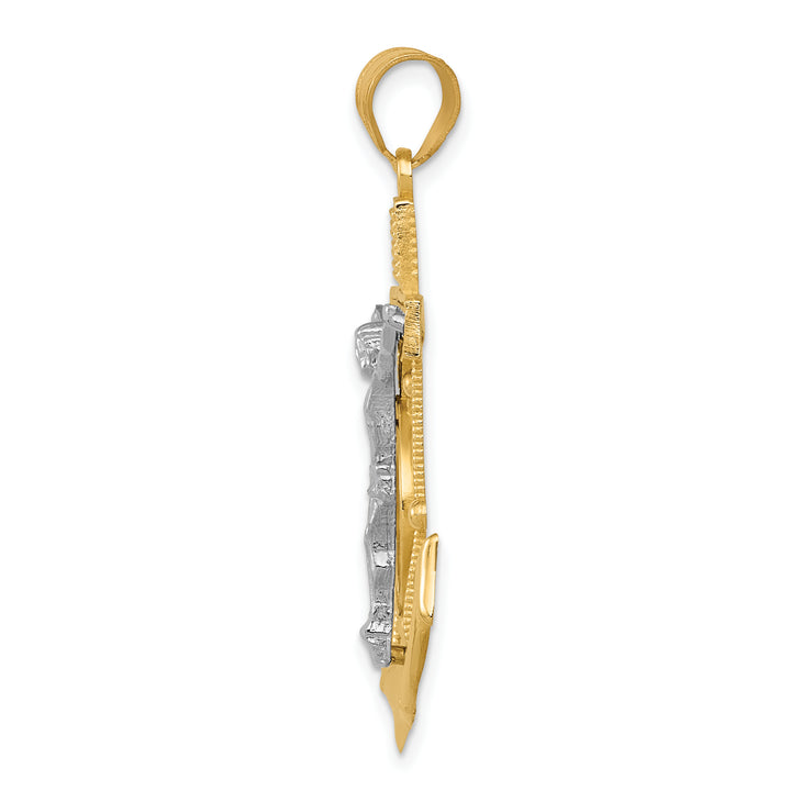 14k Two-tone Diamond-cut Mariners Crucifix Pendant