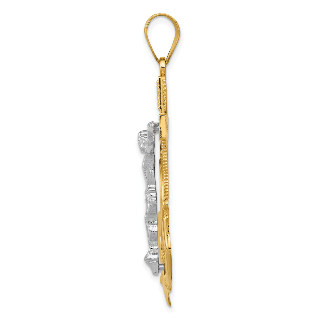 14k Two-tone Diamond-cut Mariners Crucifix Pendant