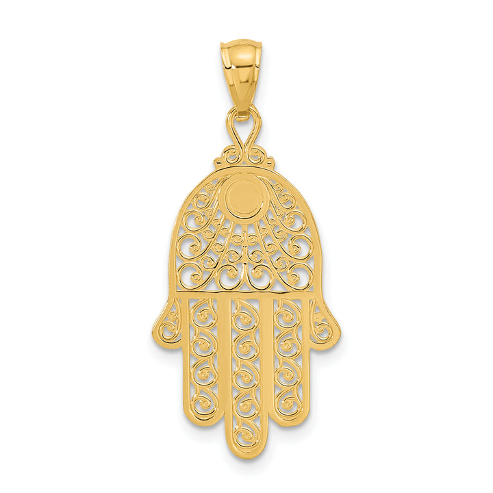 14k Diamond-cut Filigree Chamseh Pendant