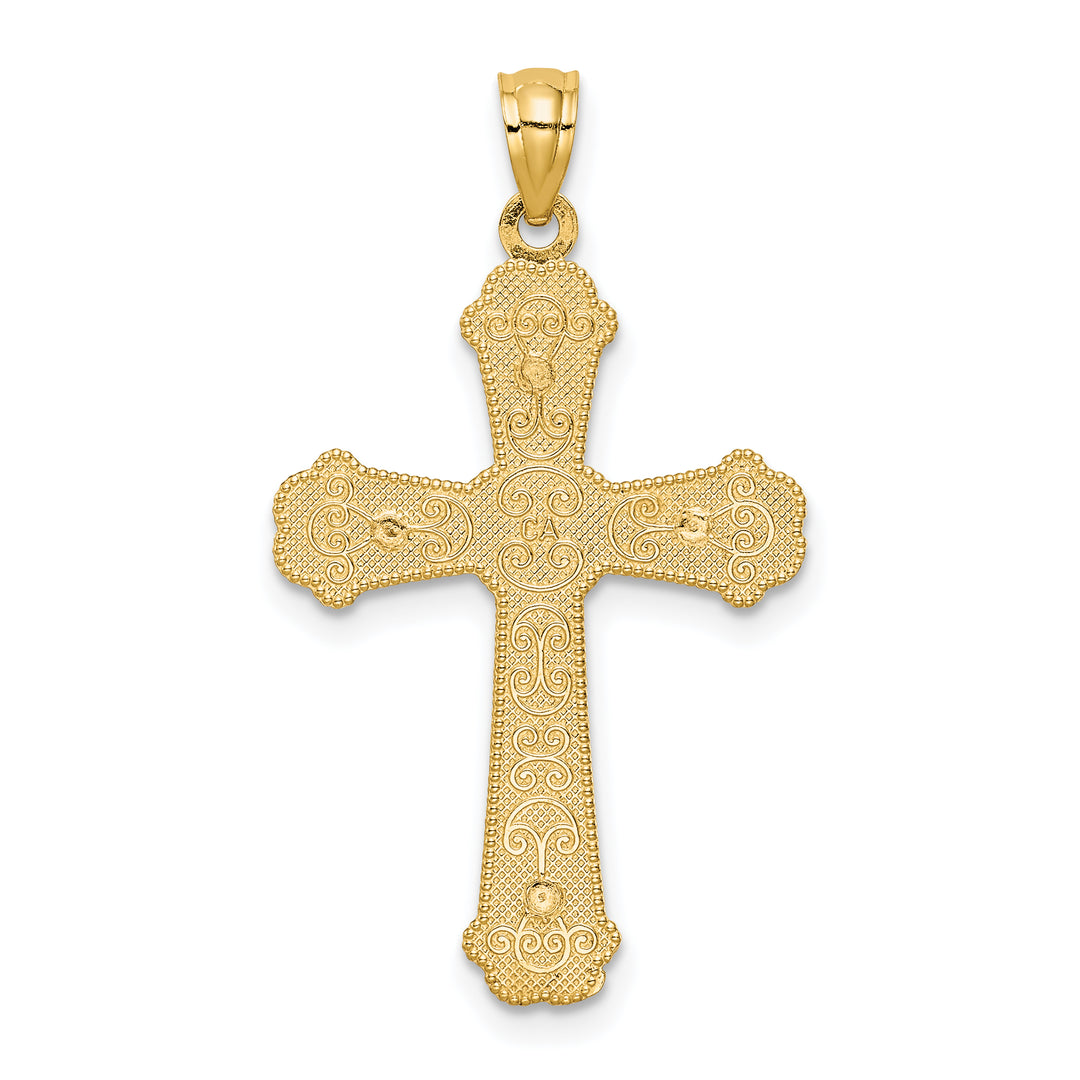 14k Two-tone Hearts Cross Pendant