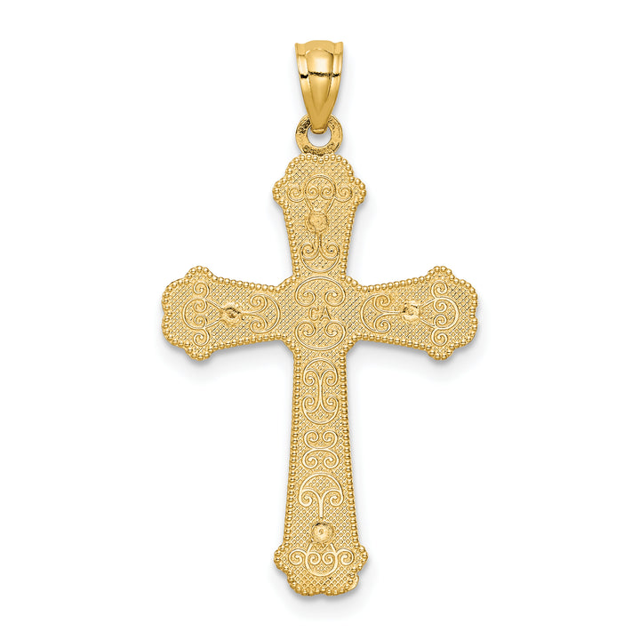 14k Two-tone Hearts Cross Pendant