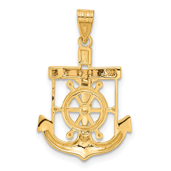 14k Tri-color Diamond-cut w/Textured Mariners Crucifix Pendant